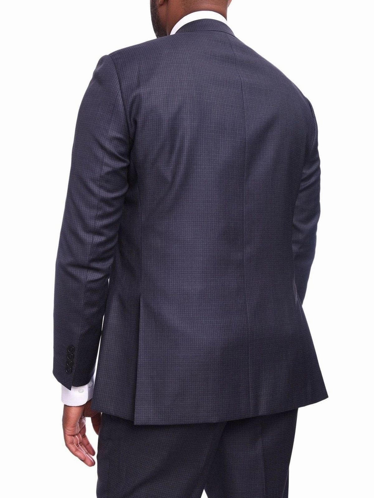 Men's Napoli Classic Fit Blue Plaid 2 Button 100% Italian Loro Piana Wool Suit