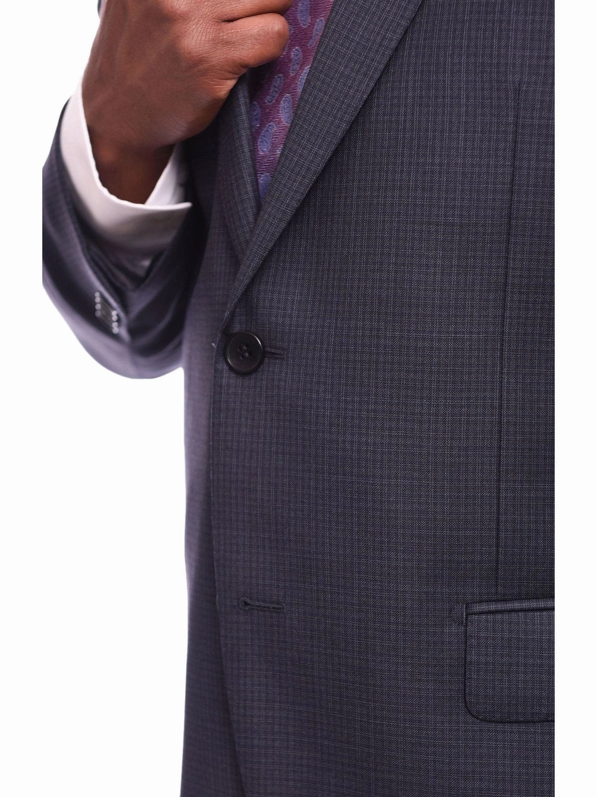 Men's Napoli Classic Fit Blue Plaid 2 Button 100% Italian Loro Piana Wool Suit