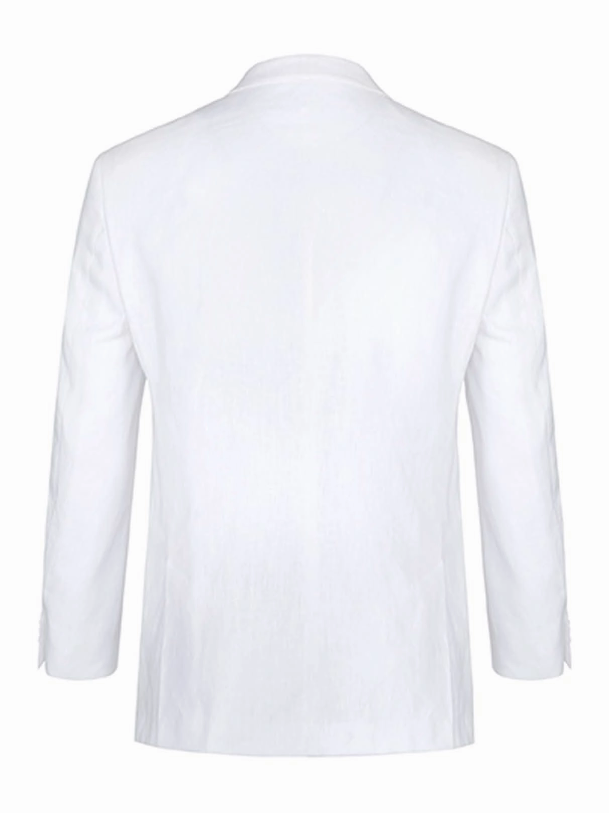 Men's Notch Lapels White Solid Linen Suits