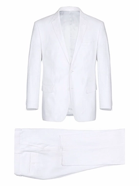 Men's Notch Lapels White Solid Linen Suits