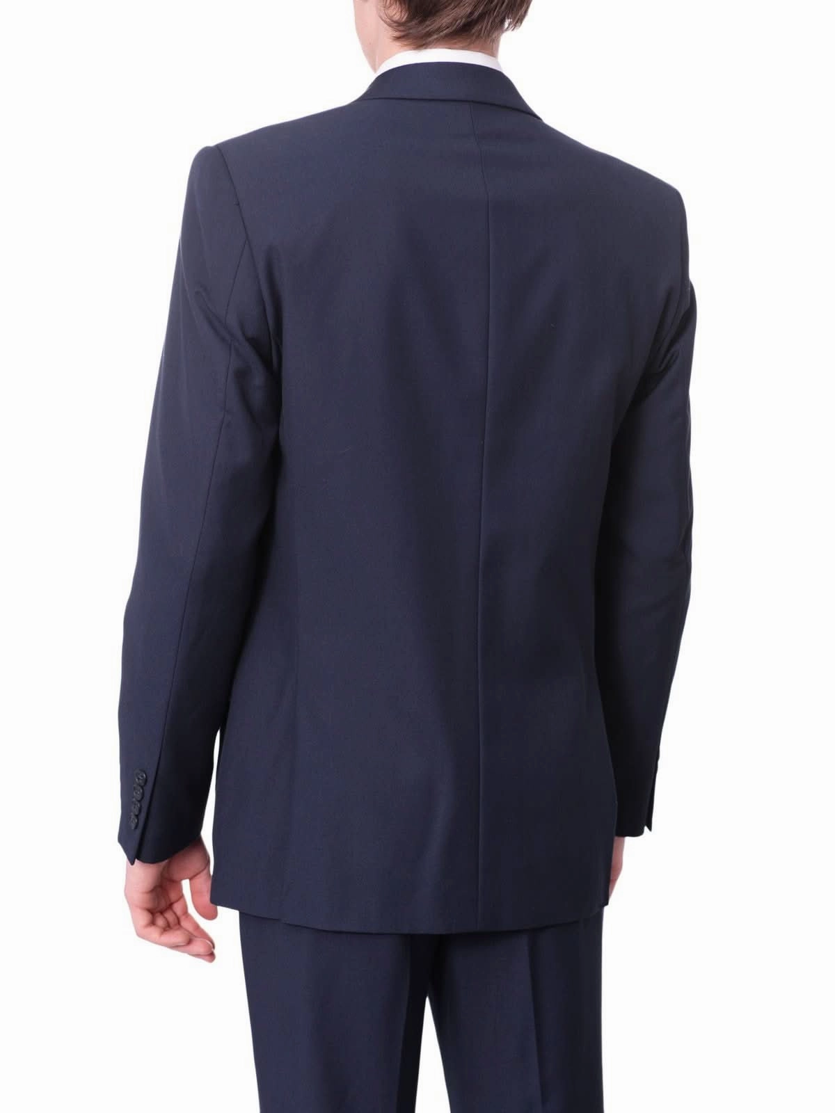 Men's Raphael Big & Tall Regular Fit Solid Blue Two Button 2 Piece Suit Jacket & Pants