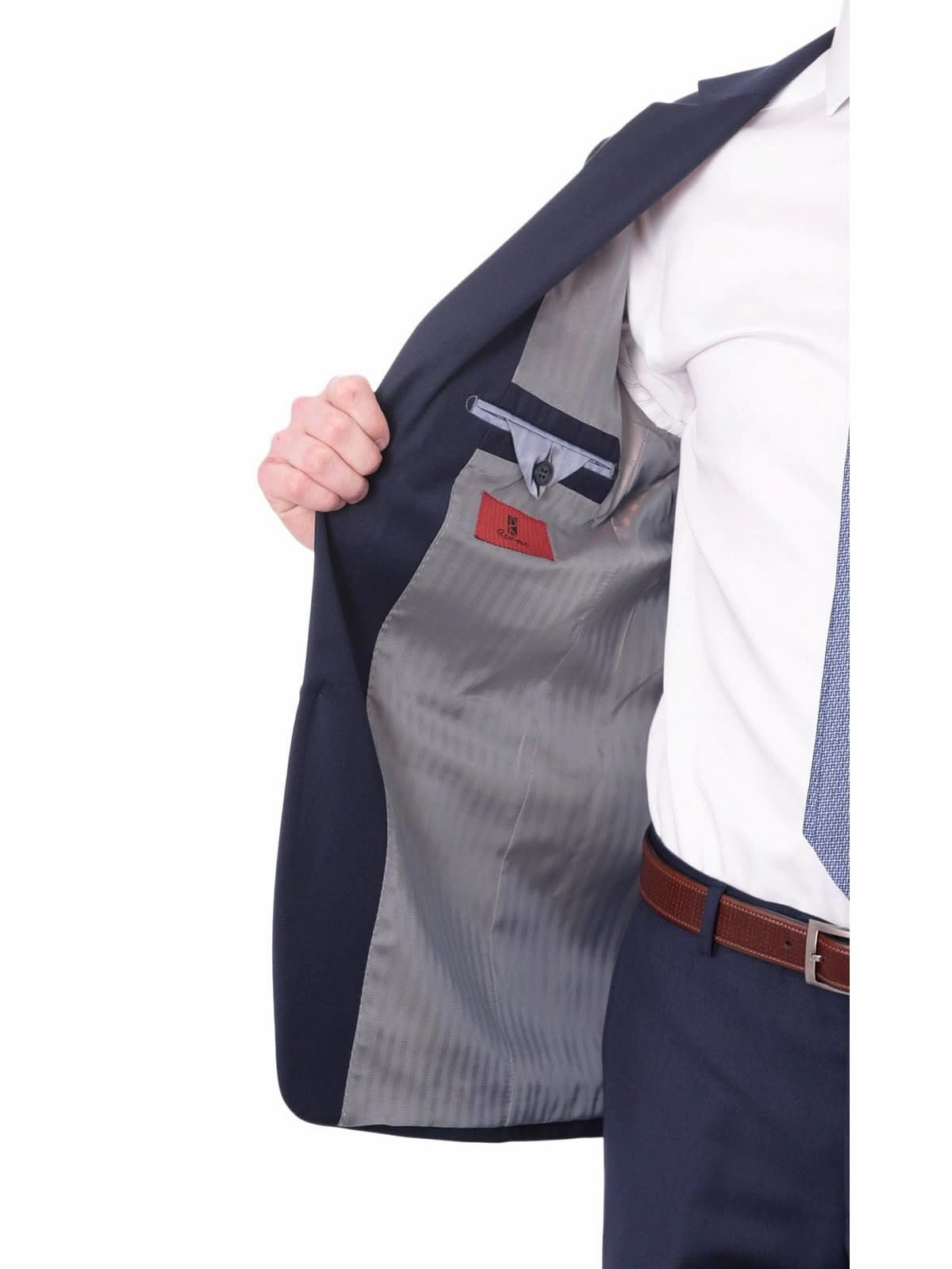Men's Raphael Big & Tall Regular Fit Solid Blue Two Button 2 Piece Suit Jacket & Pants