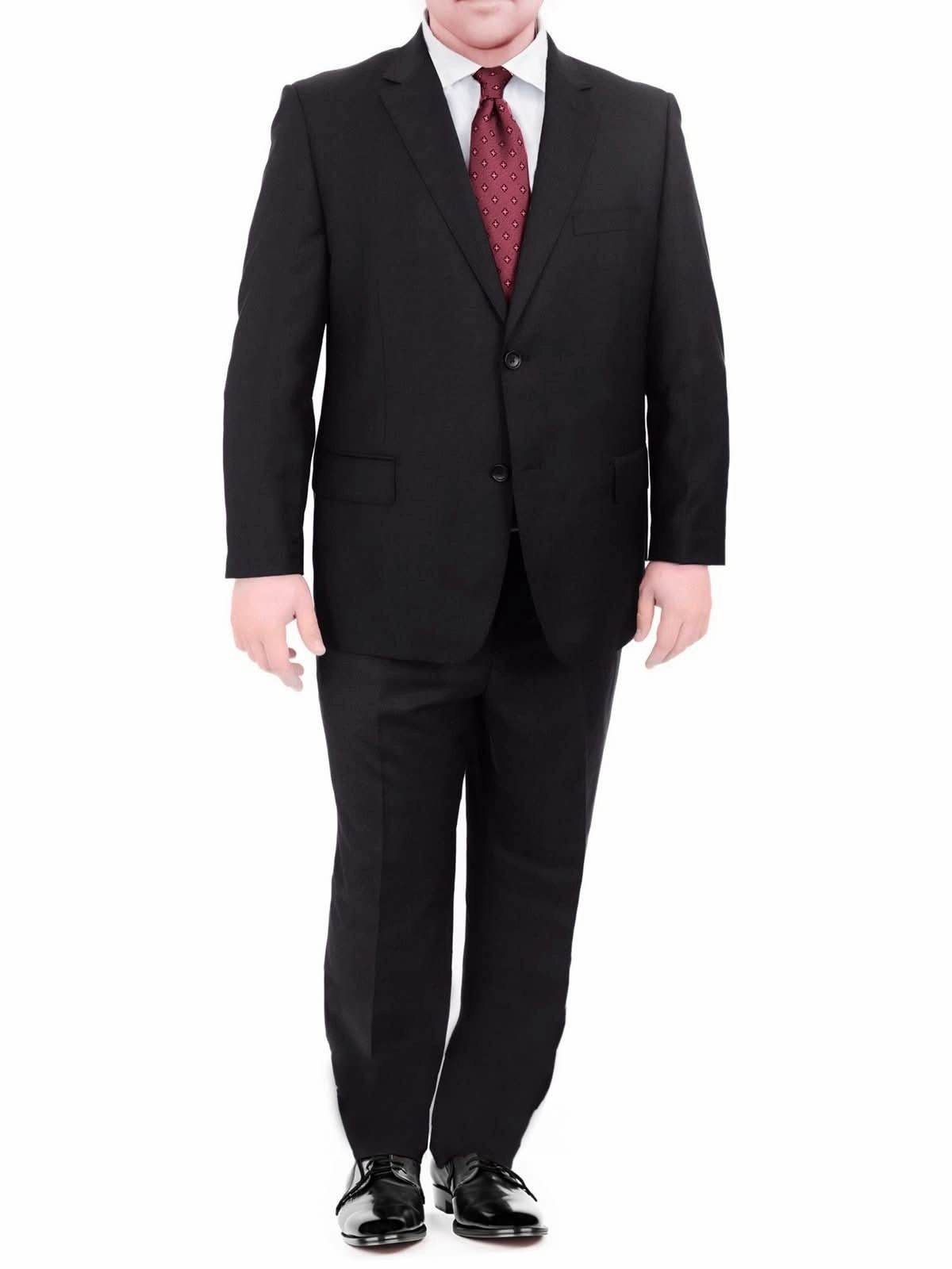 Men's Sartoria Mazara Big & Tall Portly Fit Executive Cut Black Two Button Wool Suit