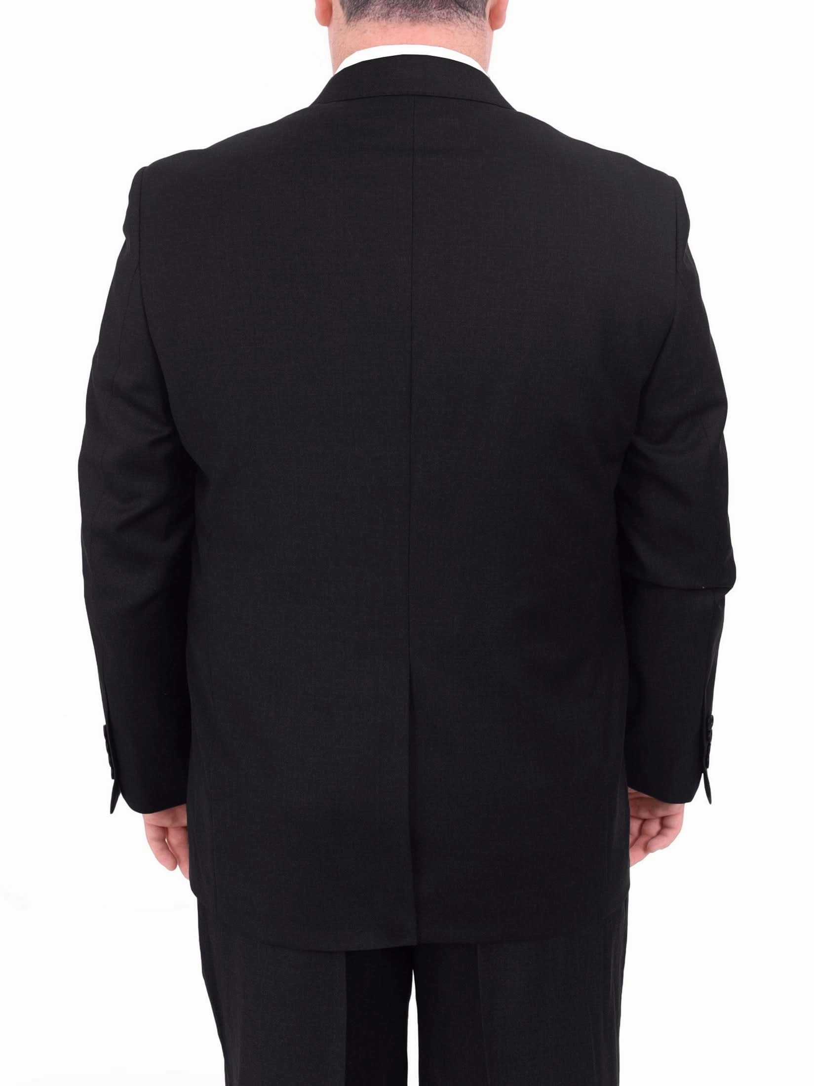 Men's Sartoria Mazara Big & Tall Portly Fit Executive Cut Black Two Button Wool Suit