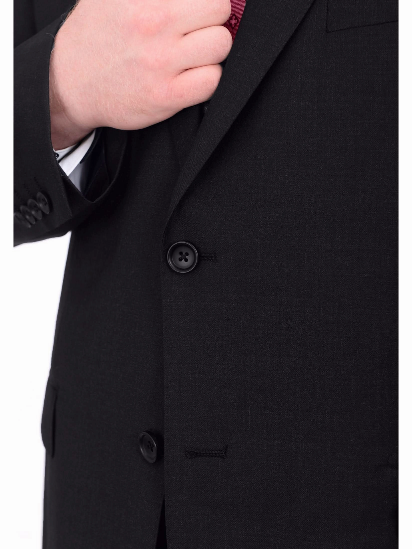 Men's Sartoria Mazara Big & Tall Portly Fit Executive Cut Black Two Button Wool Suit