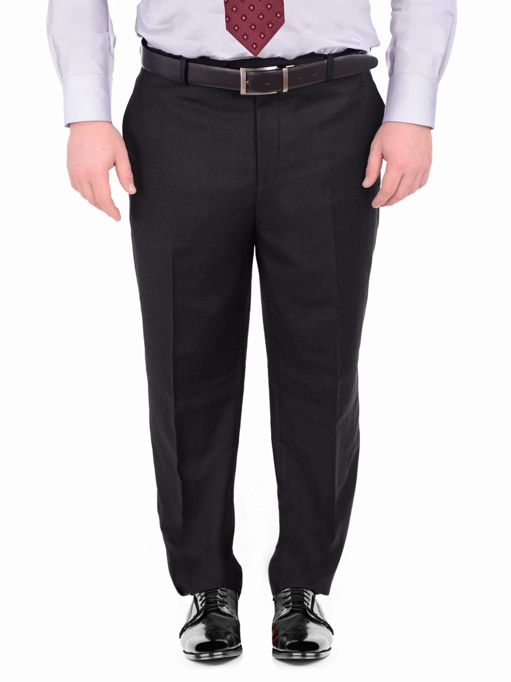 Men's Sartoria Mazara Big & Tall Portly Fit Executive Cut Black Two Button Wool Suit