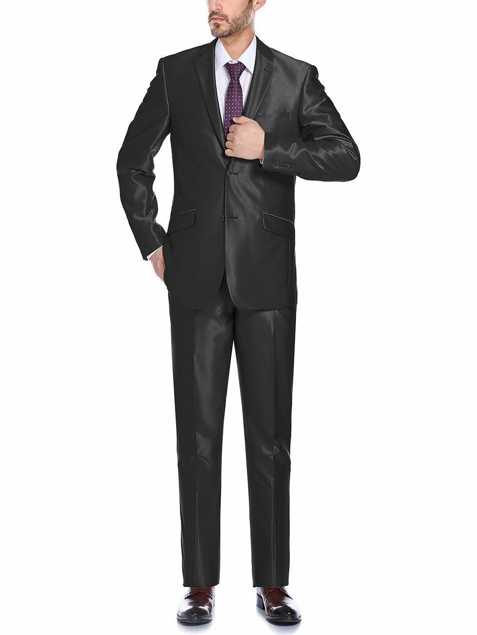 Men's Sharkskin Italian Styled Two Piece Suit