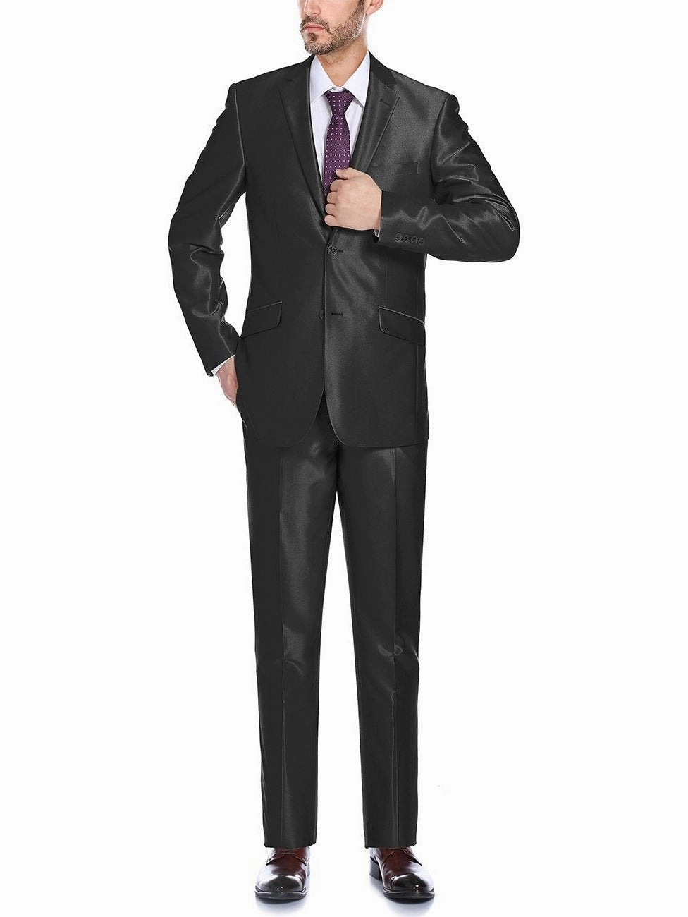 Men's Sharkskin Italian Styled Two Piece Suit