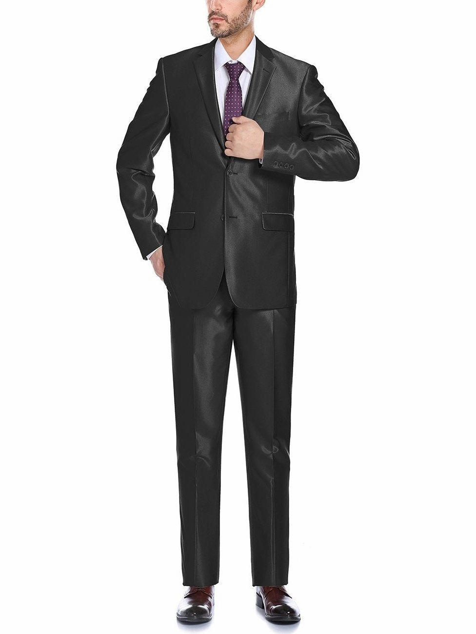 Men's Sharkskin Italian Styled Two Piece Suit