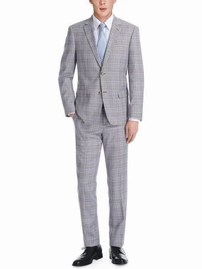 Men's Slim Fit 2-Piece Single Breasted Check Dress Suit
