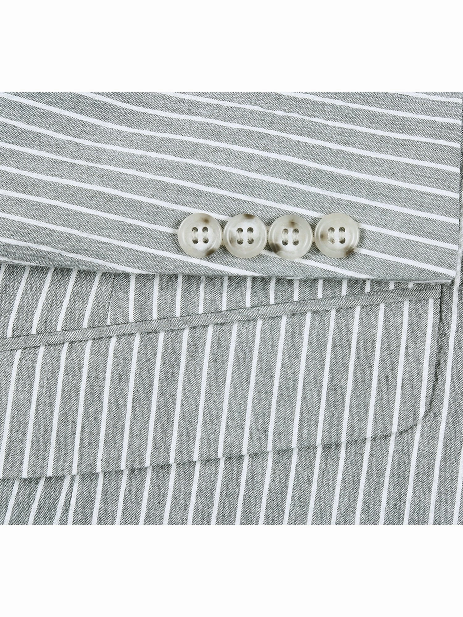 Men's Slim Fit Notch Lapels Gray Stripe Cotton Suits