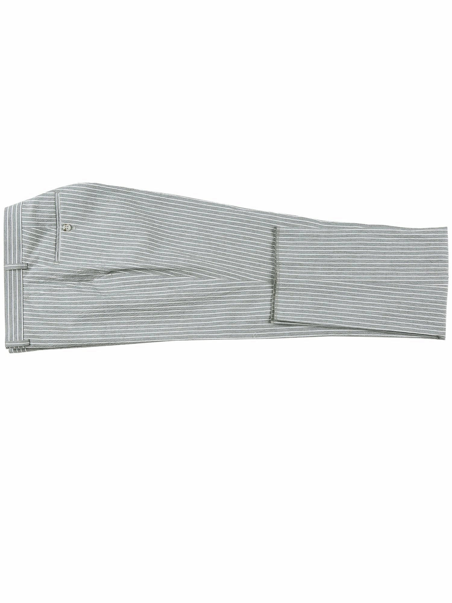 Men's Slim Fit Notch Lapels Gray Stripe Cotton Suits