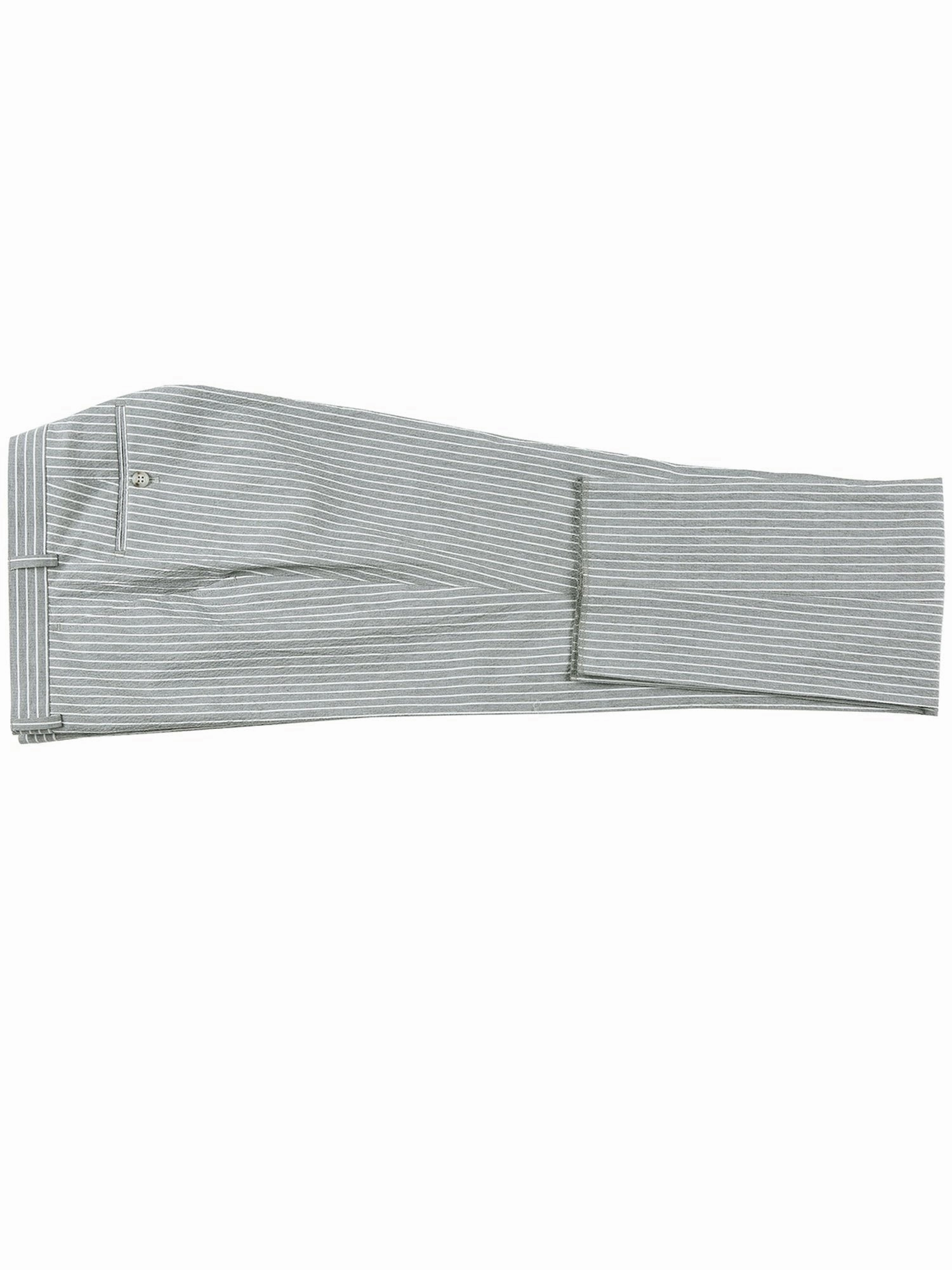 Men's Slim Fit Notch Lapels Gray Stripe Cotton Suits