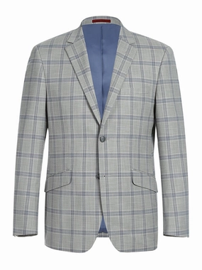 Men's Slim Fit Notch Lapels Light Gray Check Suits