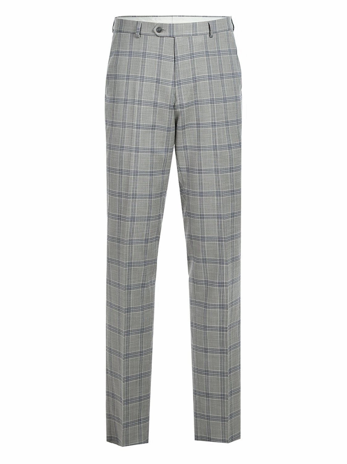 Men's Slim Fit Notch Lapels Light Gray Check Suits