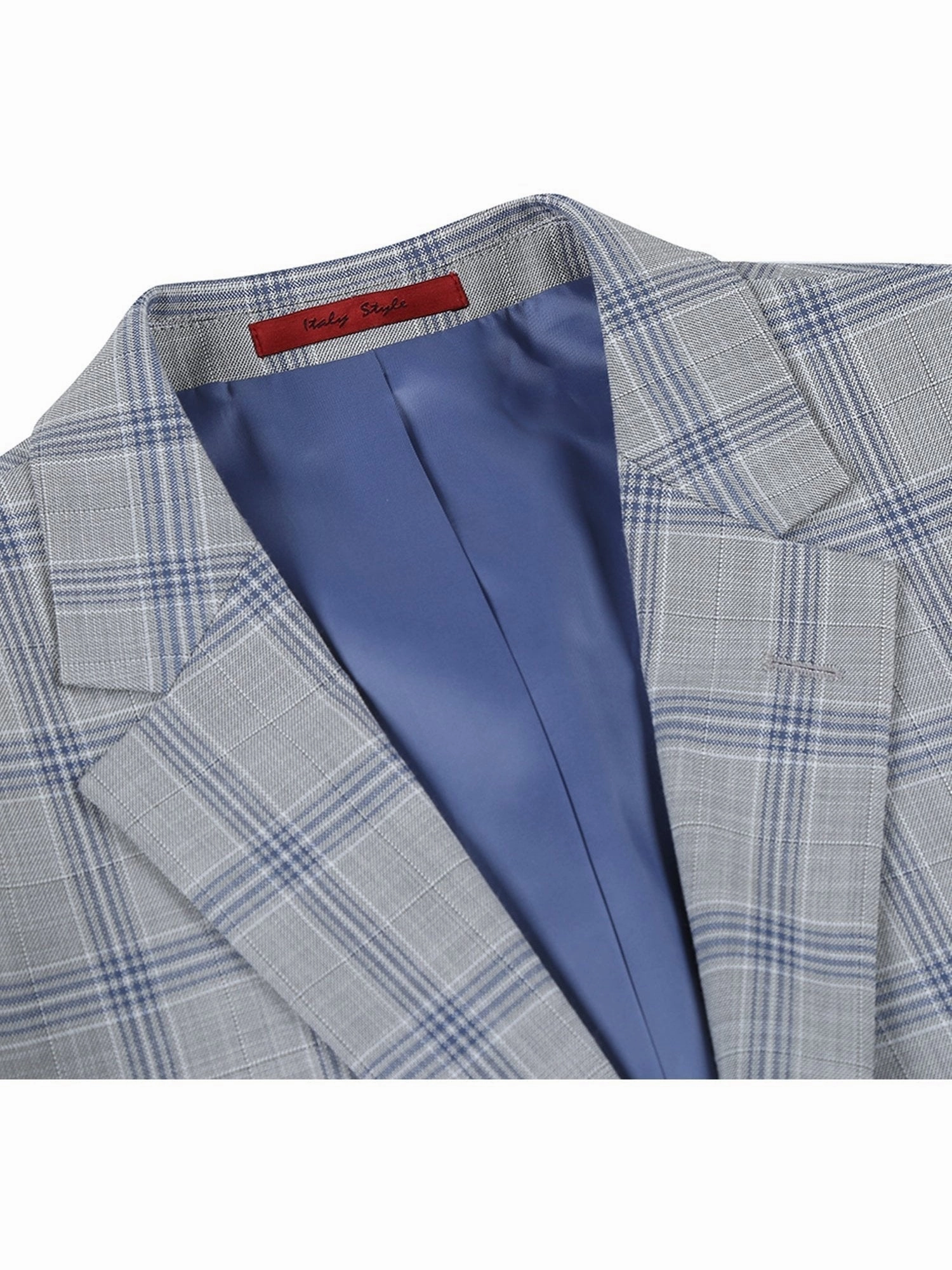 Men's Slim Fit Notch Lapels Light Gray Check Suits