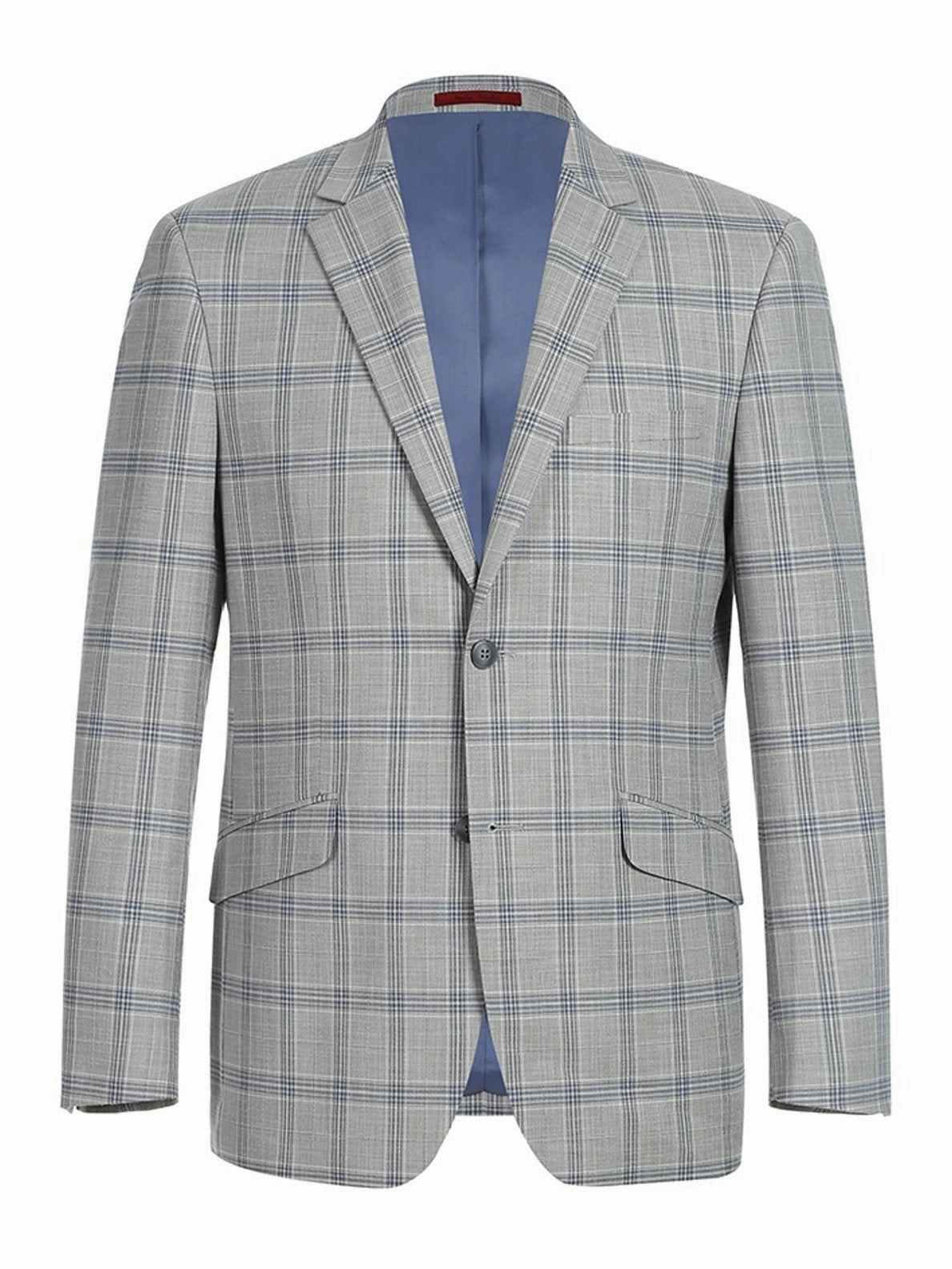 Men's Slim Fit Notch Lapels Light Gray Check Suits
