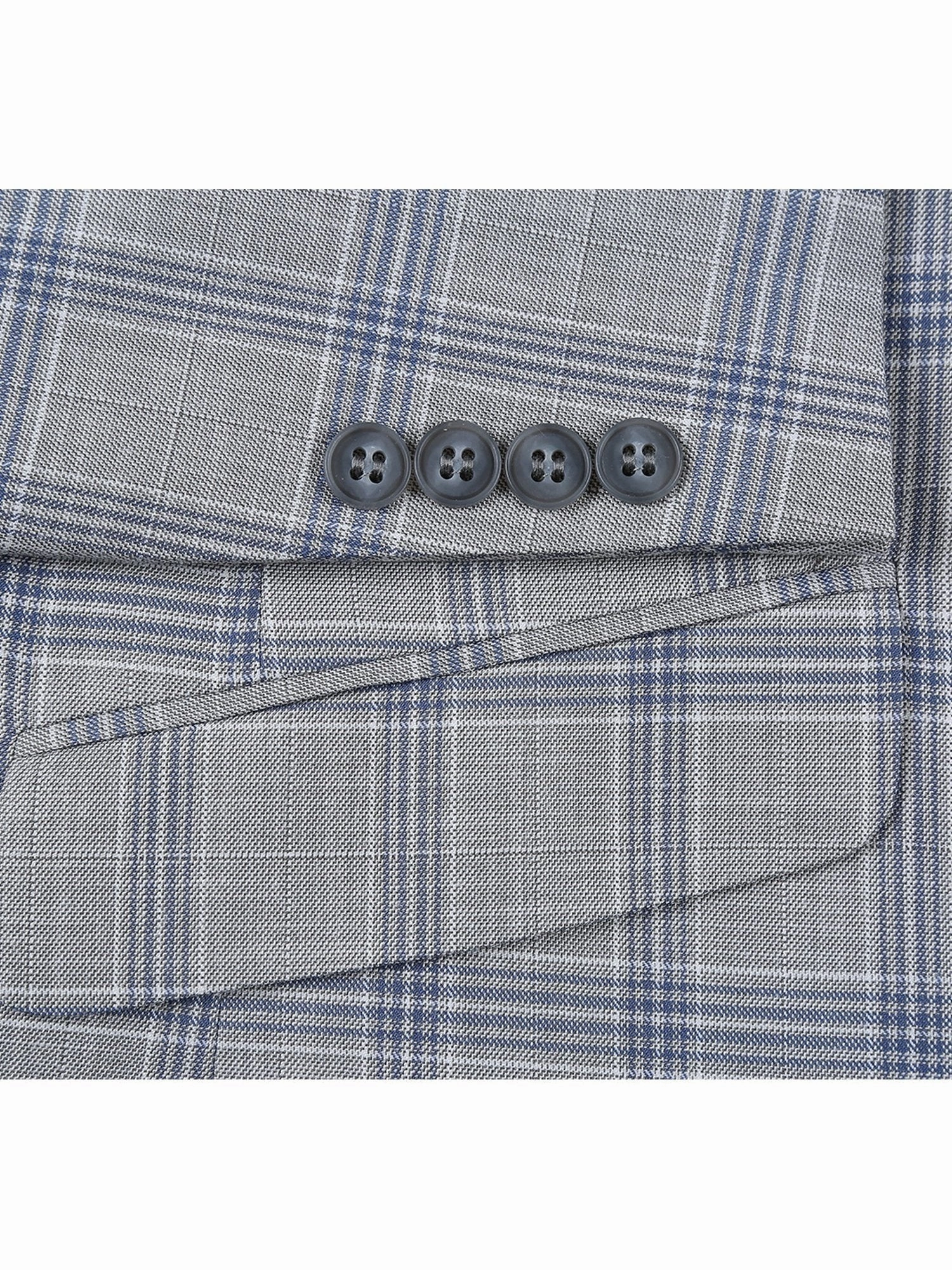 Men's Slim Fit Notch Lapels Light Gray Check Suits