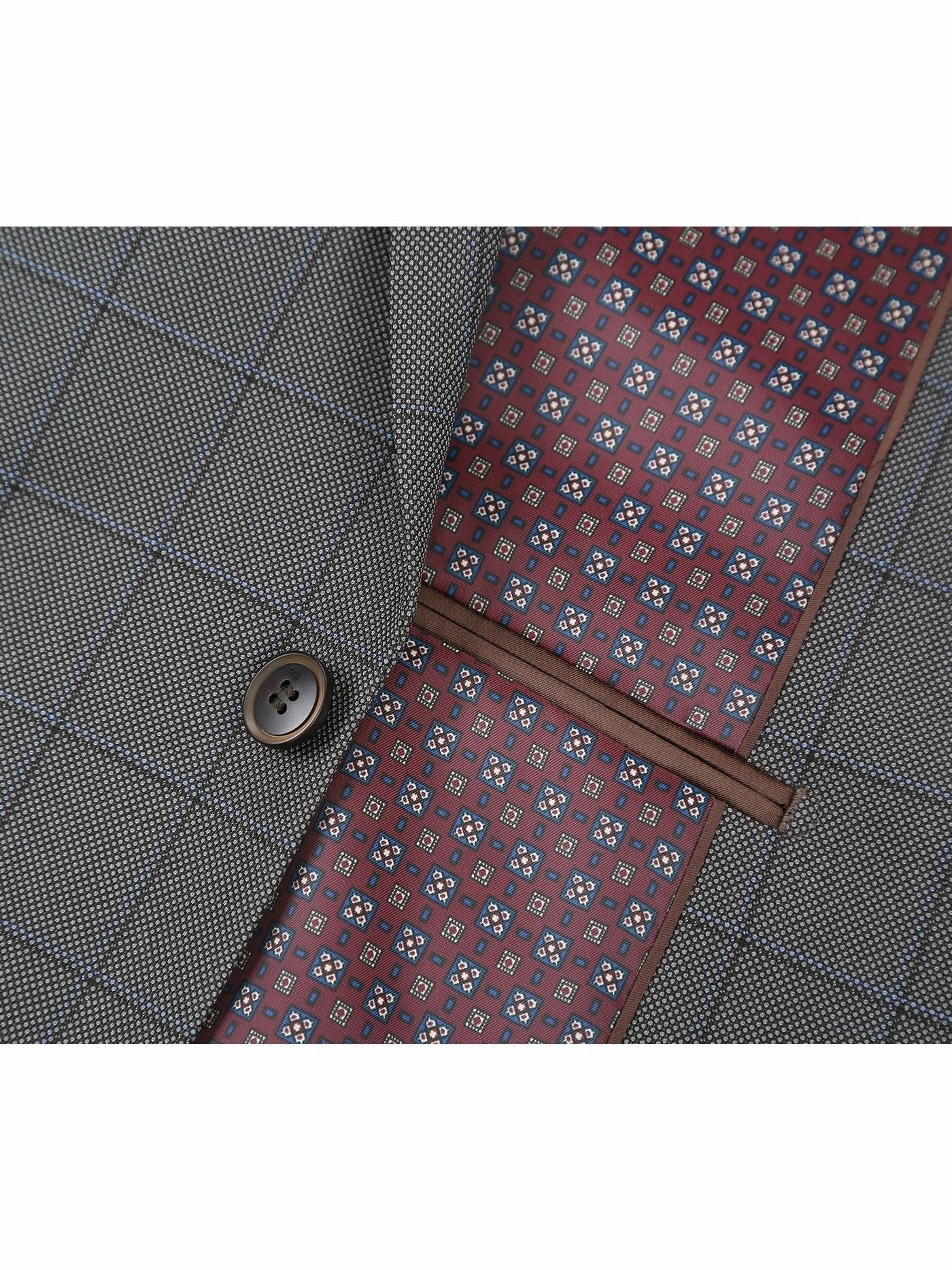 Men's Two Piece Classic Fit Windowpane Check Dress Suit