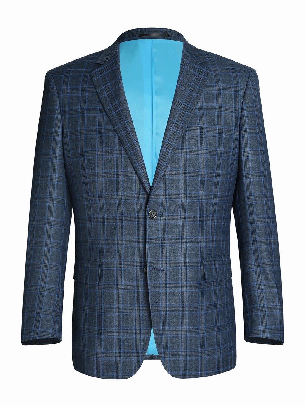 Men's Two Piece Classic Fit Windowpane Check Dress Suit