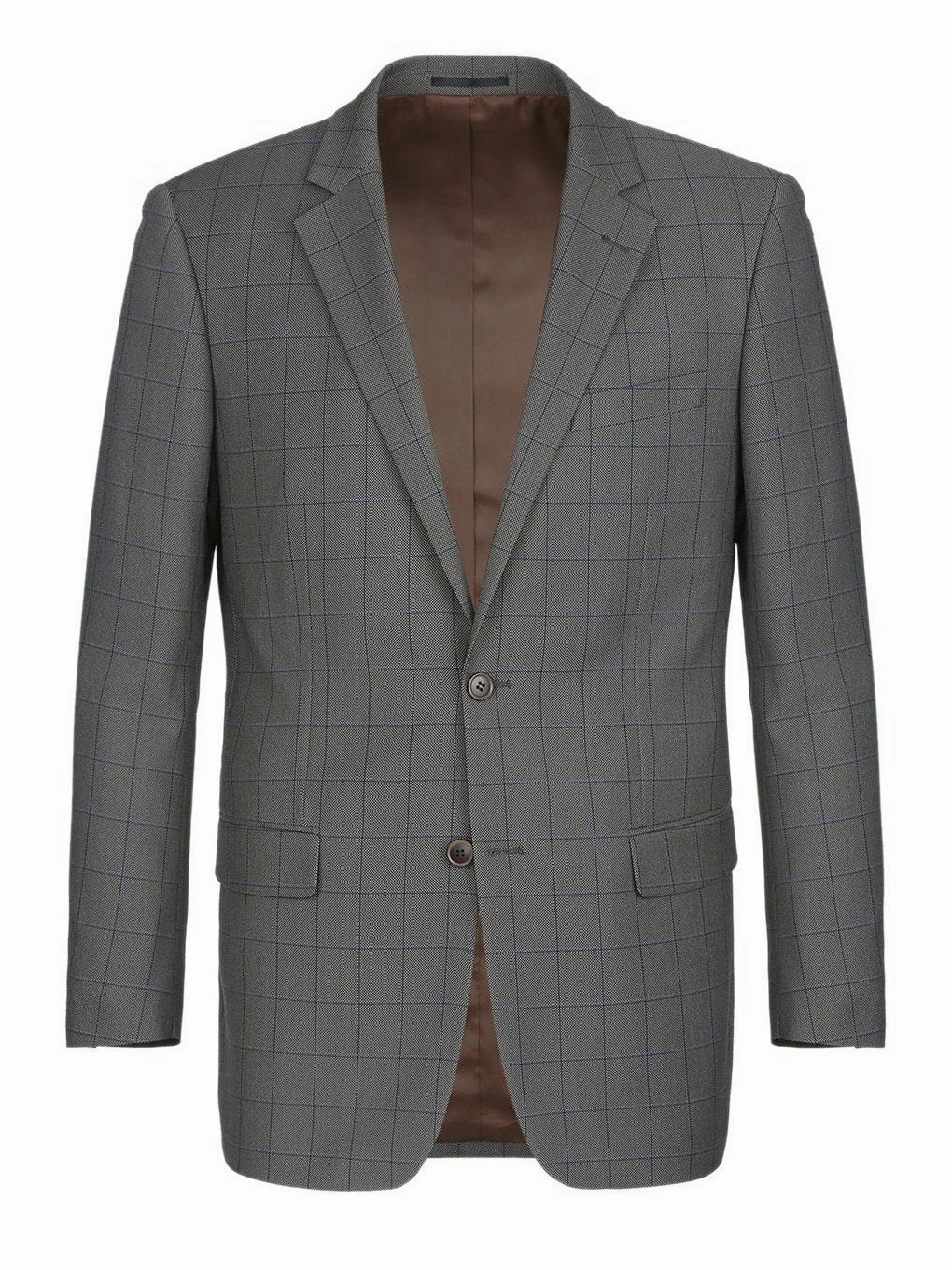 Men's Two Piece Classic Fit Windowpane Check Dress Suit