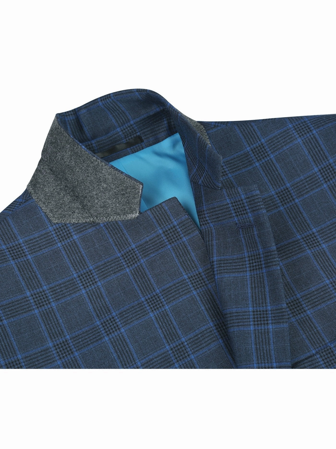 Men's Two Piece Classic Fit Windowpane Check Dress Suit