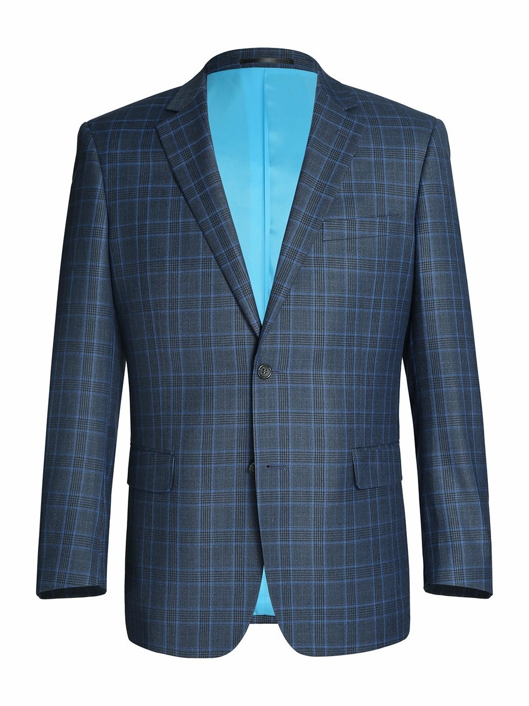 Men's Two Piece Classic Fit Windowpane Check Dress Suit