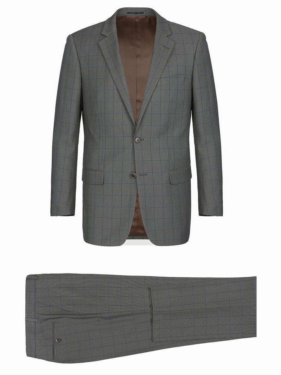Men's Two Piece Classic Fit Windowpane Check Dress Suit