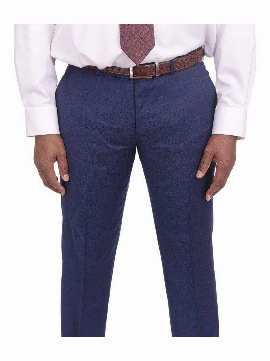Mens Extra Slim Fit Blue Textured Two Button Wool Blend Suit