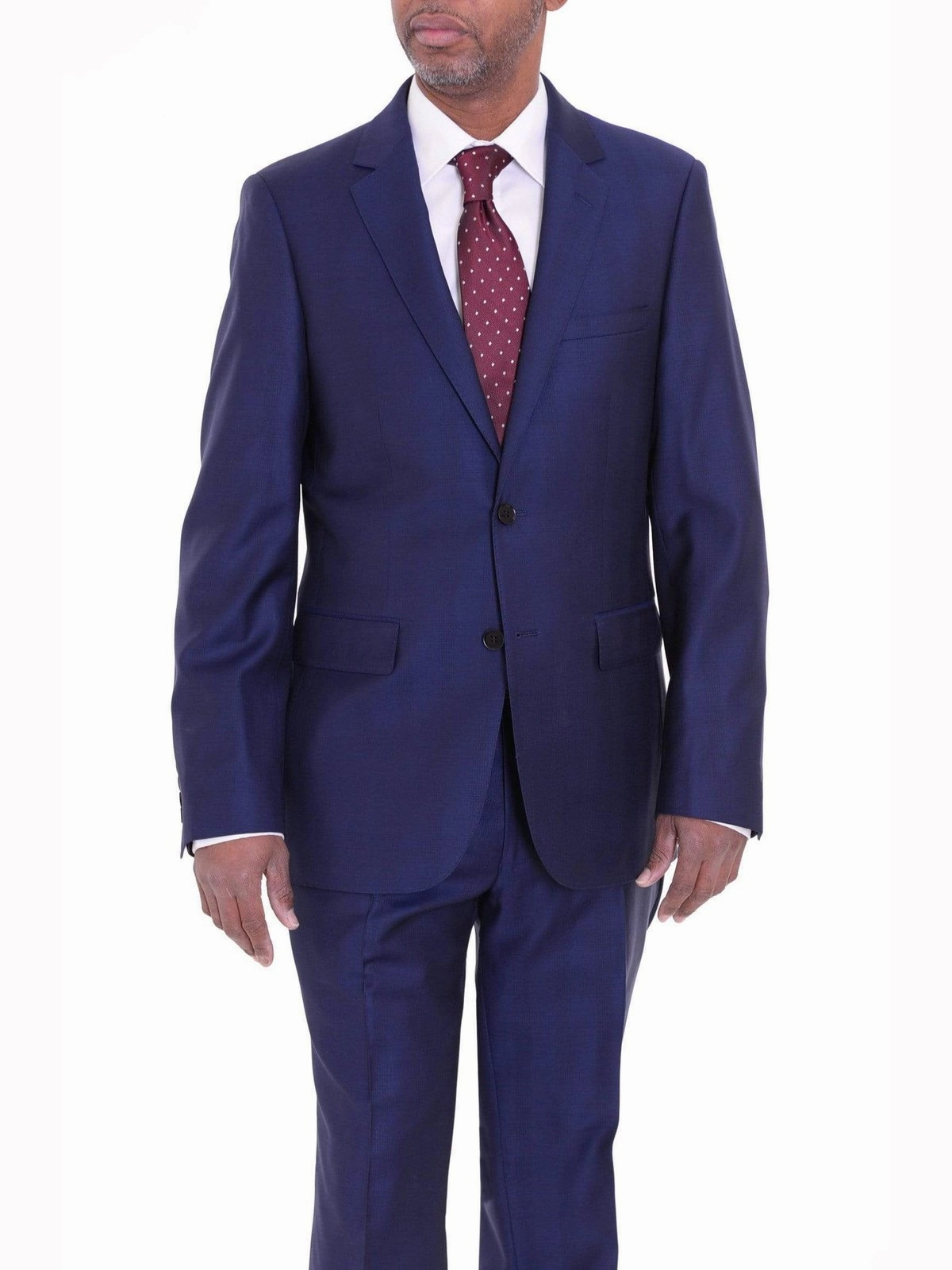 Mens Modern Fit Blue Glen Plaid Two Button Wool Suit