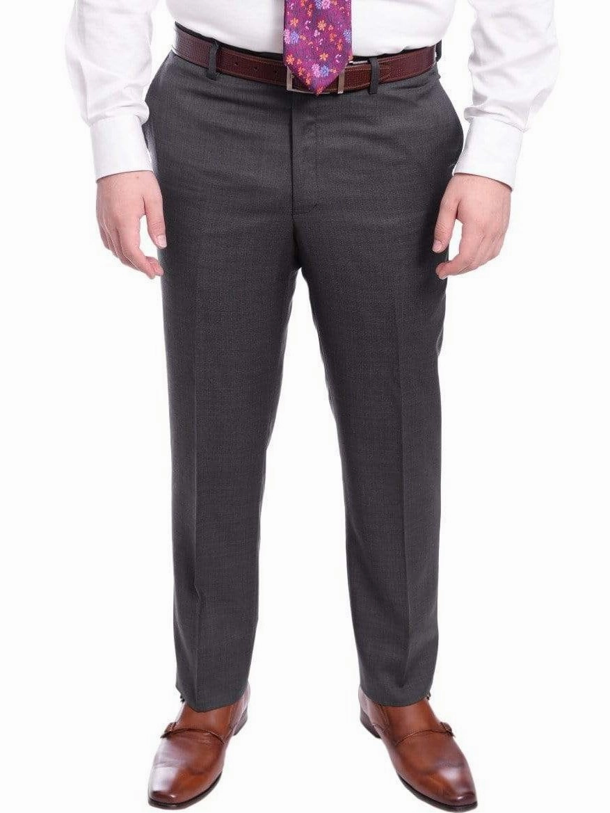 Mens Regular Fit Gray Stepweave Two Button Half Canvassed Wool Suit