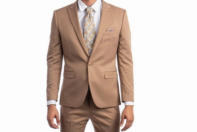 Metropolis Modern Collection: Dark Taupe Two-Piece Suit – Skinny Fit