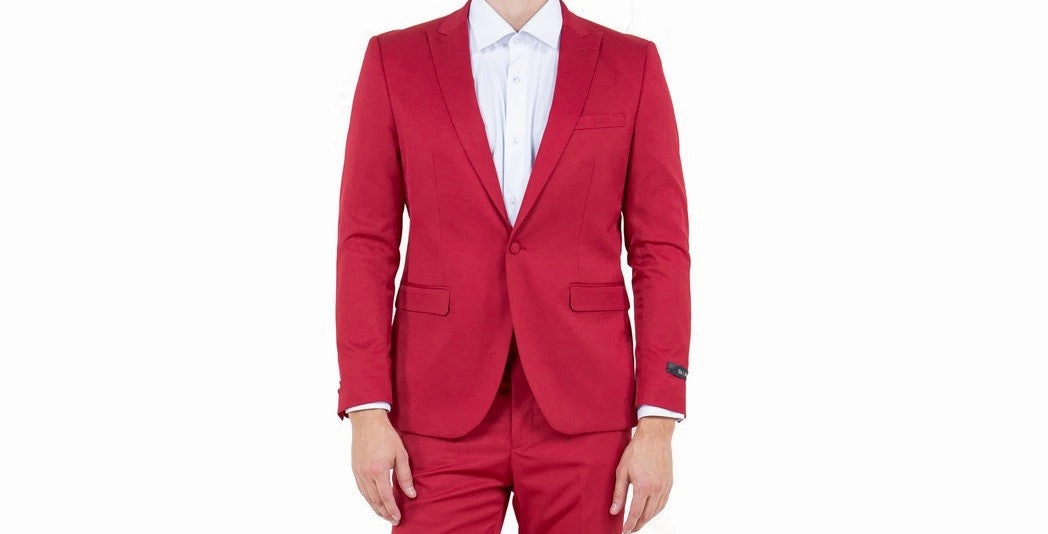 Metropolis Modern Collection: Red Two-Piece Suit – Skinny Fit