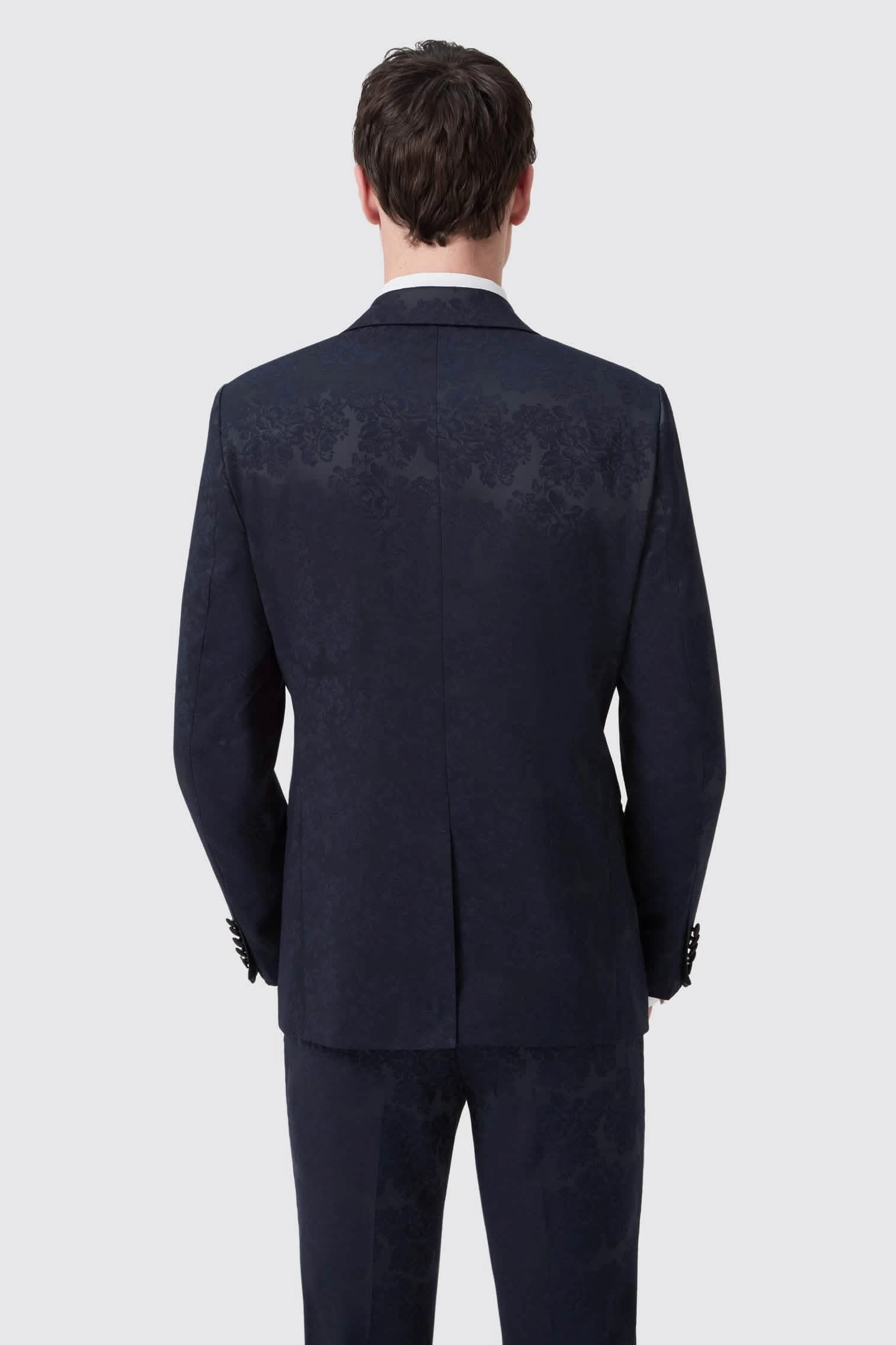 Minerva Slim Fit Navy Jacquard Tuxedo Suit