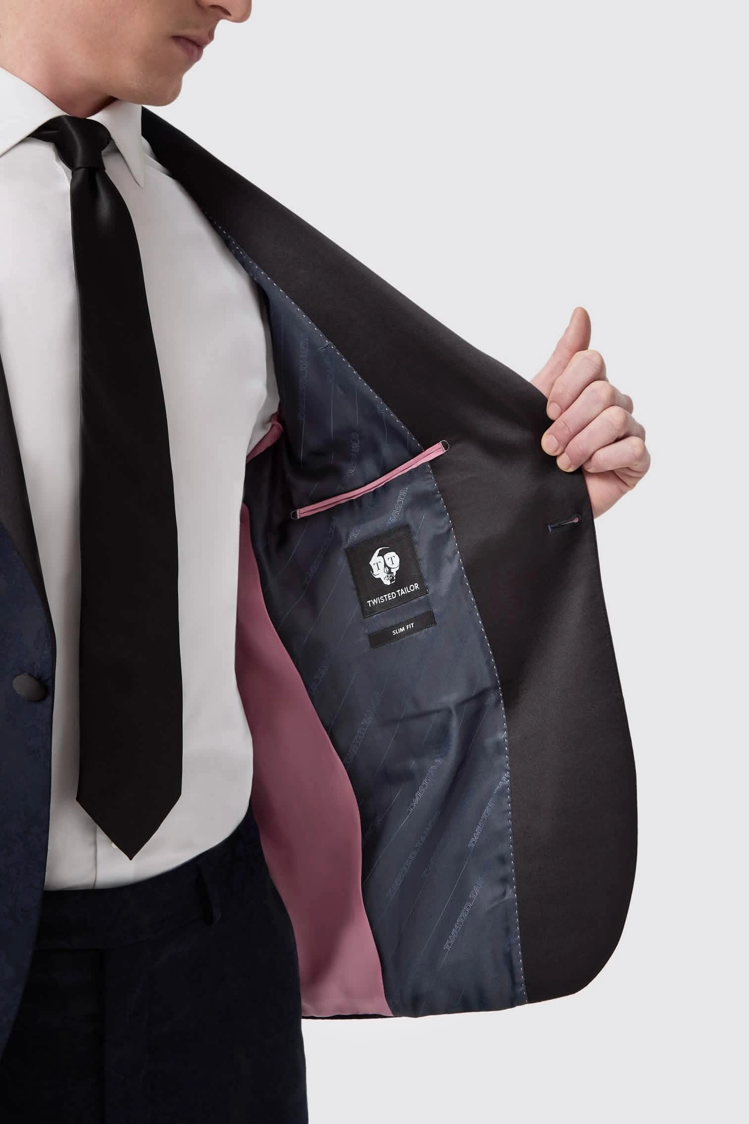 Minerva Slim Fit Navy Jacquard Tuxedo Suit
