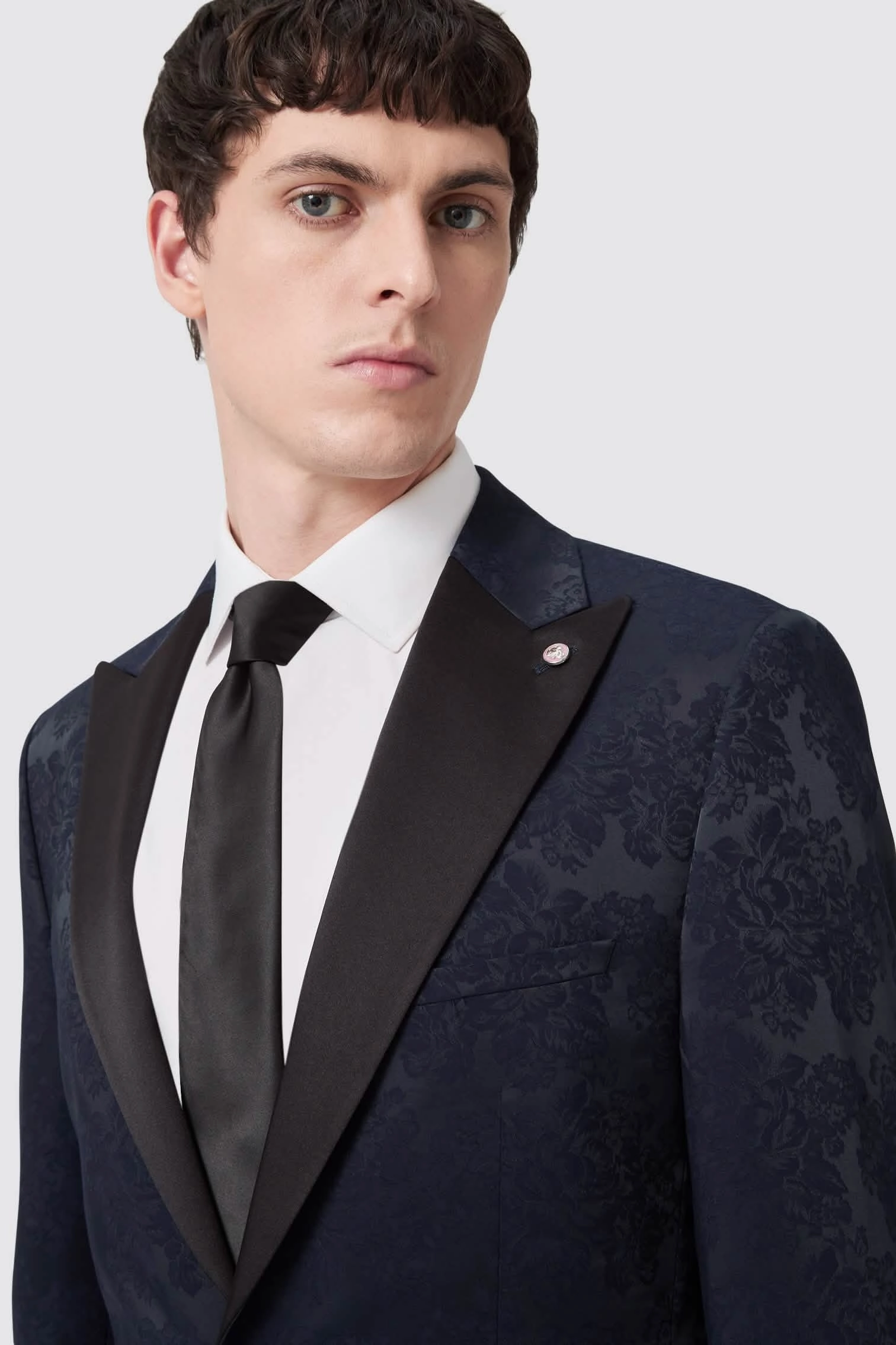 Minerva Slim Fit Navy Jacquard Tuxedo Suit
