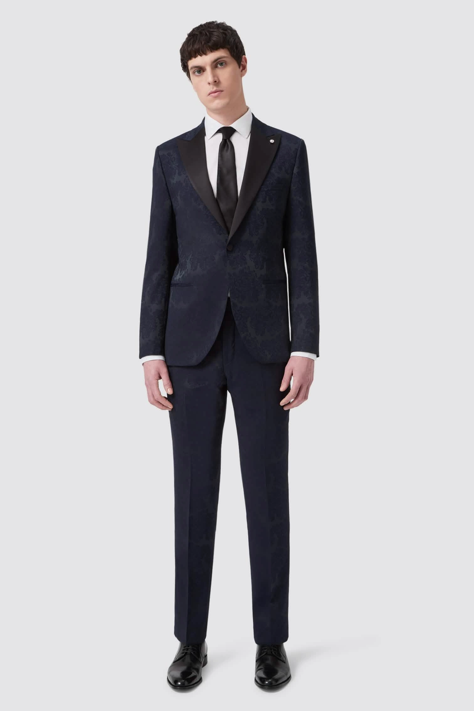Minerva Slim Fit Navy Jacquard Tuxedo Suit