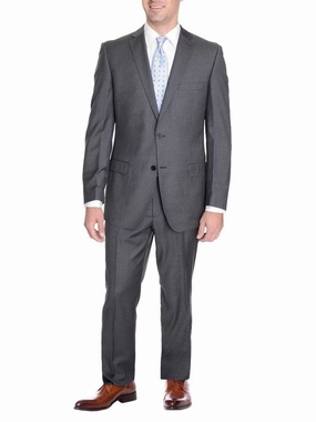 Modern Fit Solid Gray Wool Suit