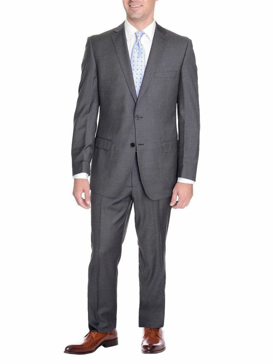 Modern Fit Solid Gray Wool Suit