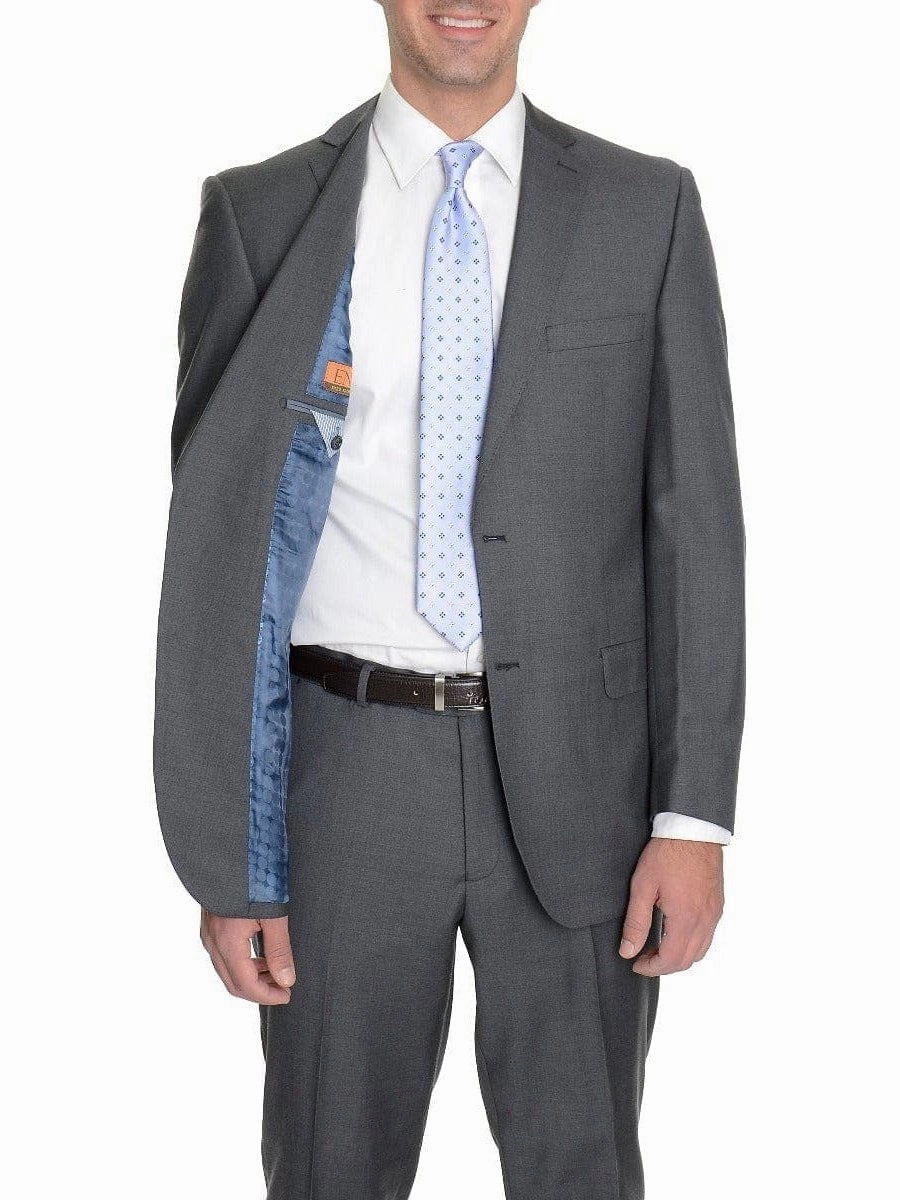 Modern Fit Solid Gray Wool Suit