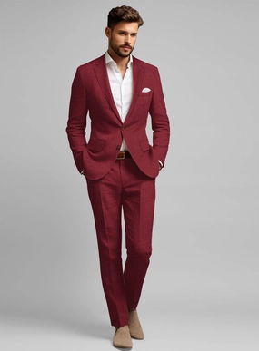 Moscow Maroon Linen Suit
