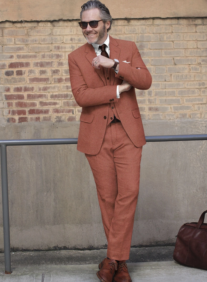 Naples Dark Salmon Pink Tweed Suit