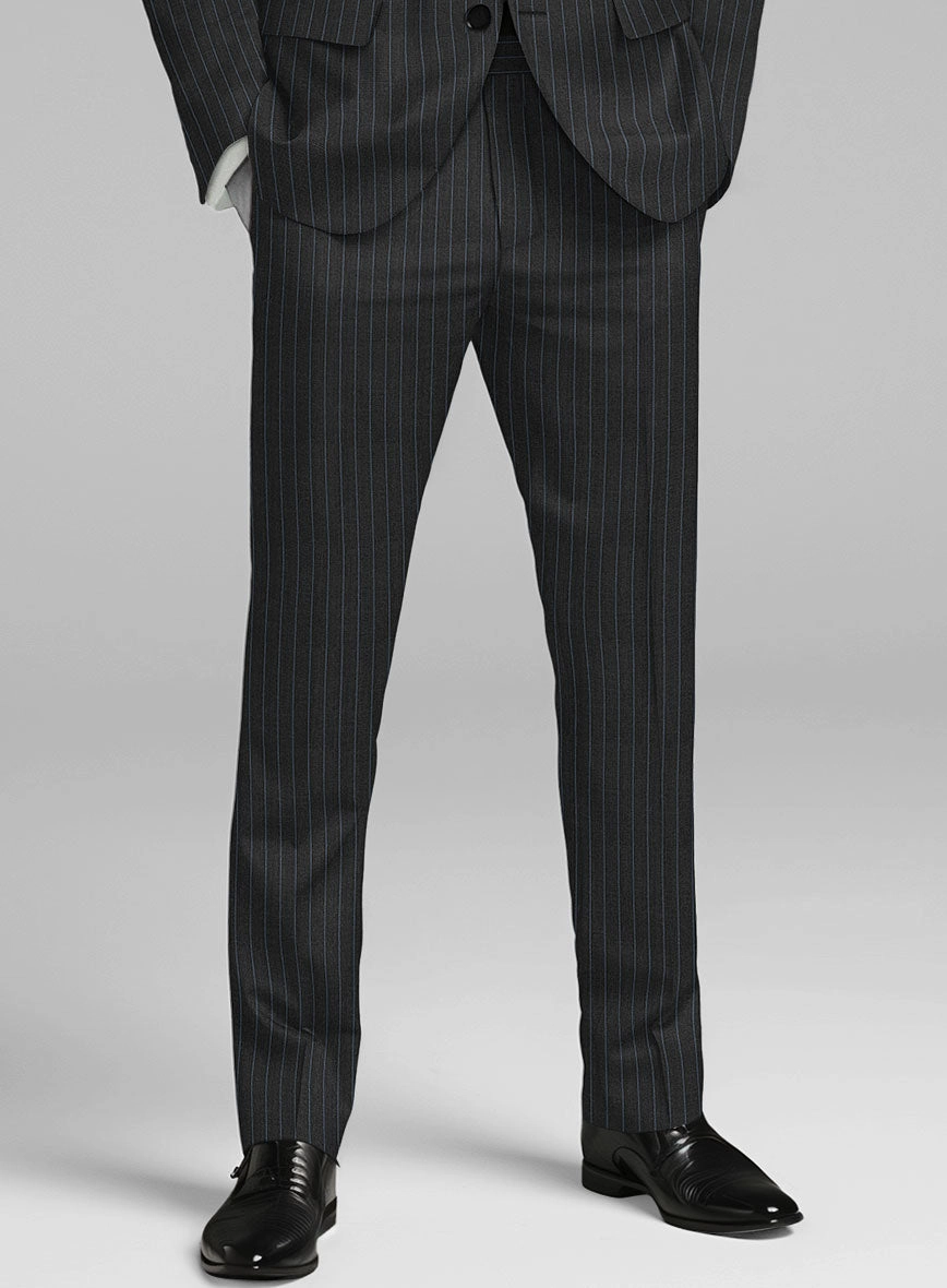 Napolean Abelino Stripe Black Wool Suit