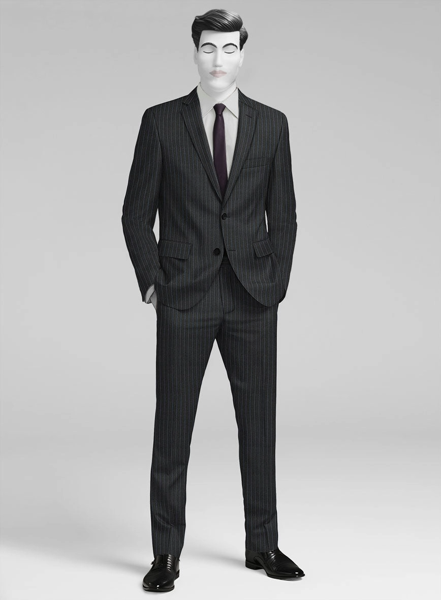 Napolean Abelino Stripe Black Wool Suit
