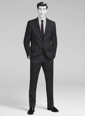 Napolean Abelino Stripe Black Wool Suit