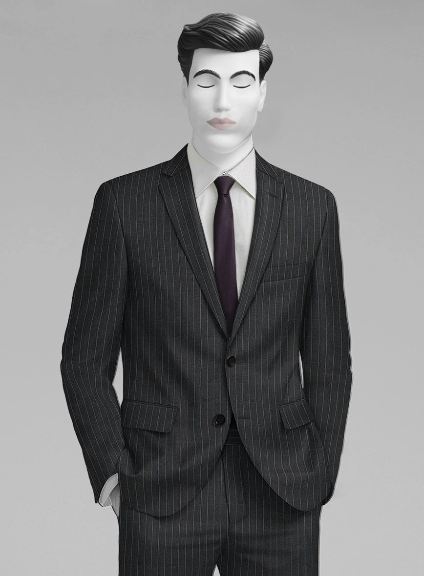 Napolean Abelino Stripe Black Wool Suit