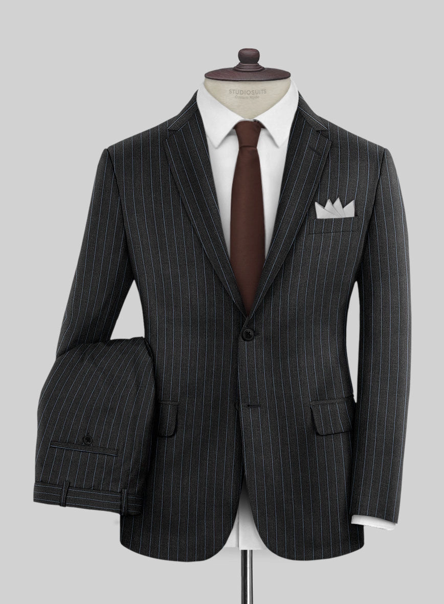 Napolean Abelino Stripe Black Wool Suit