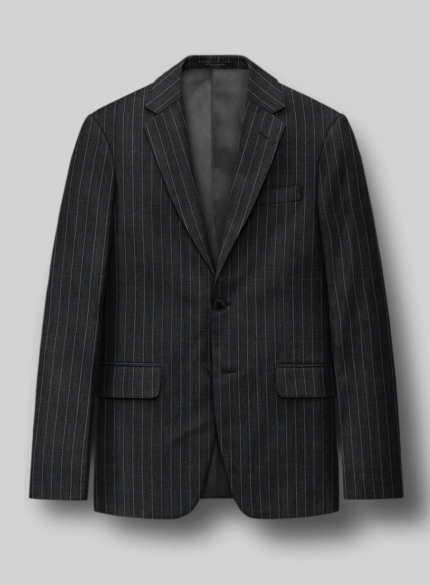 Napolean Abelino Stripe Black Wool Suit