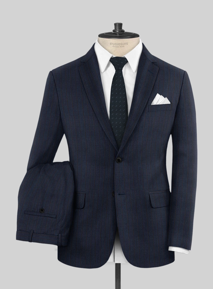 Napolean Calipso Stripe Dark Blue Wool Suit