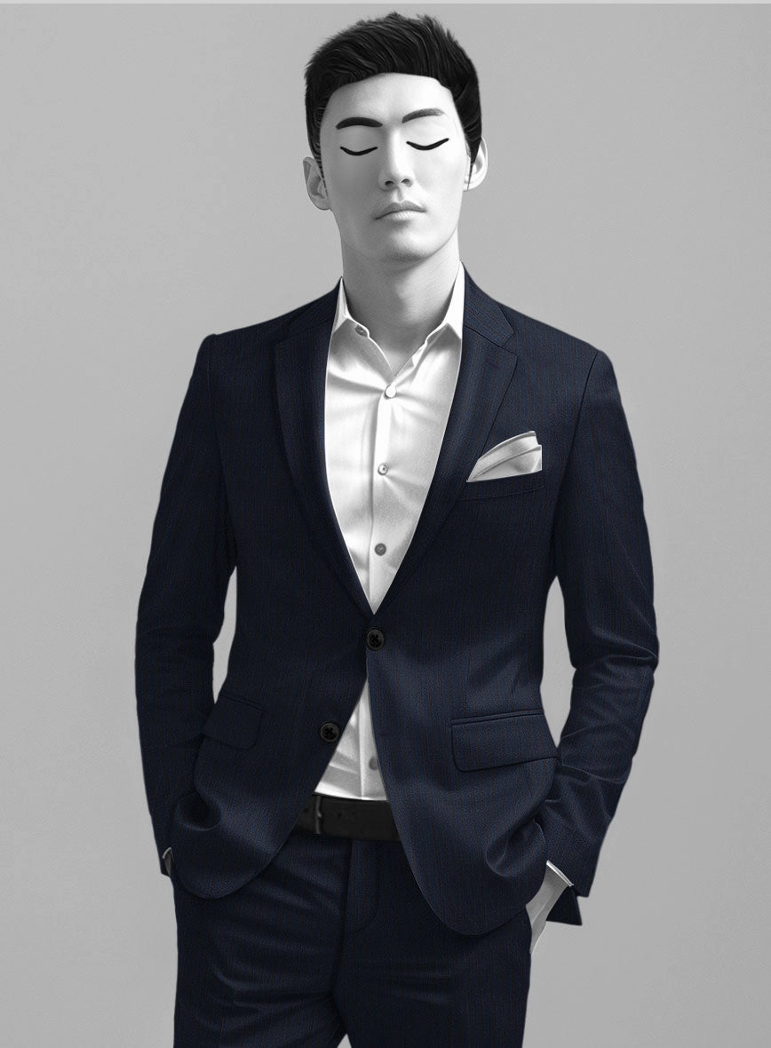Napolean Calipso Stripe Dark Blue Wool Suit